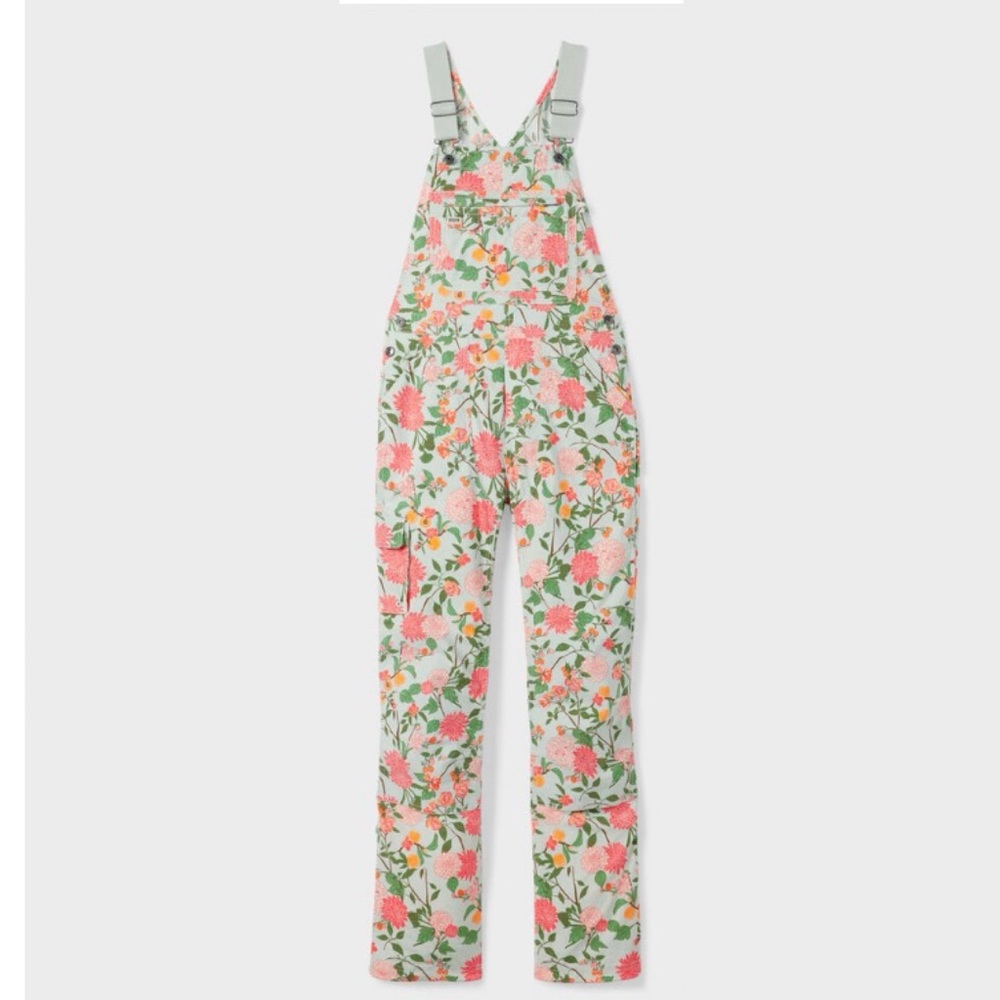 NWT Duluth XL x31L Heirloom Gardening Bib Overalls Mint Summer Dahlia Floral - Picture 9 of 10